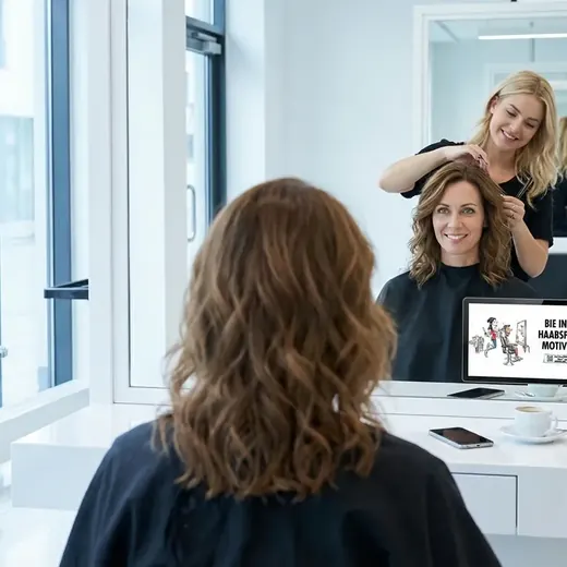 Screen im Coiffeursalon, Umfeld Getränke