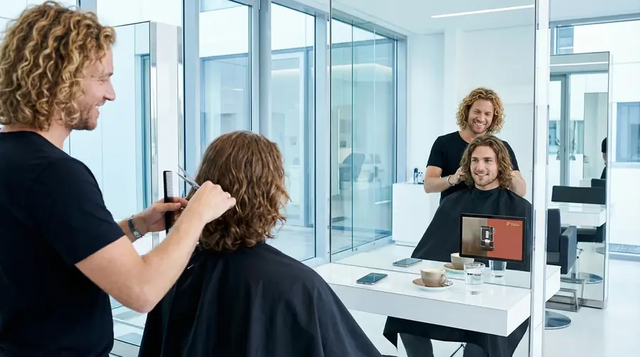 Screen im Coiffeursalon, Kampagne aus der Branche Detailhandel