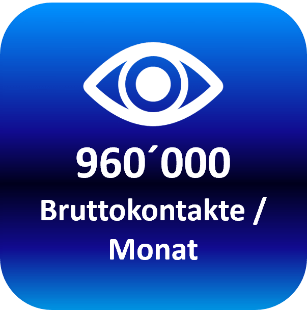 Hohe Werbewirkung DOOH: 960'000 Bruttokontakte pro Monat Symbol Auge